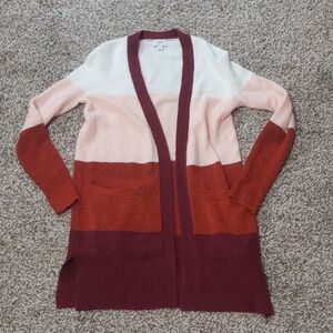 J. Crew Duster Cardigan Colorblock Open Front Sweater Women's Size XXS